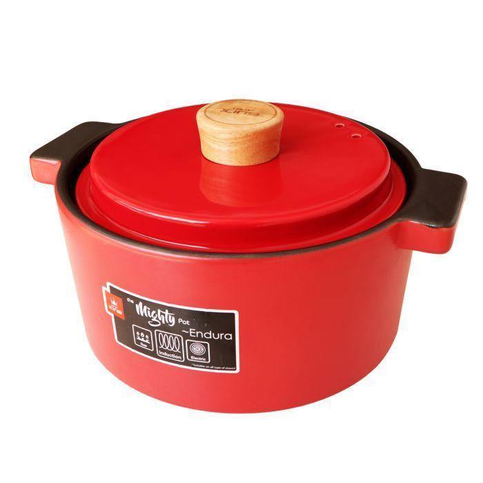 Color King 3461-4000 RED Endura Stock Pot 4000Ml Chili Red Suitable For Induction Cooker | TBM - Your Neighbourhood Electrical Store