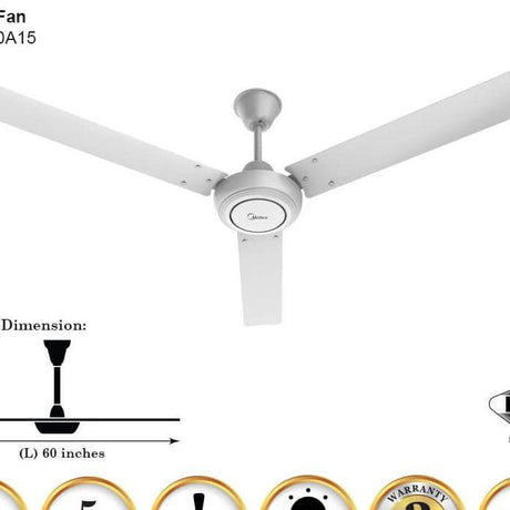 MIDEA MFC-150A15 CEILING FAN 3 BLADES WHITE | TBM Online