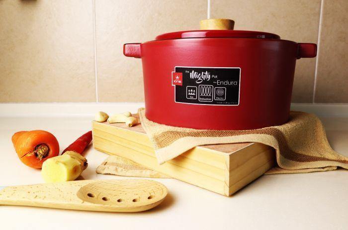 Color King 3461-4000 RED Endura Stock Pot 4000Ml Chili Red Suitable For Induction Cooker | TBM - Your Neighbourhood Electrical Store
