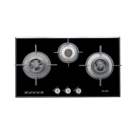 Elba EGH-G8593G(BK) Gas Hob 3 Burners Tempered Glass With Mirror Edges Black | TBM Online