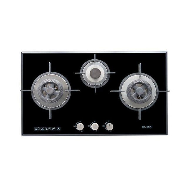 Elba EGH-G8593G(BK) Gas Hob 3 Burners Tempered Glass With Mirror Edges Black | TBM Online