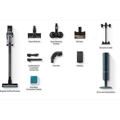 Samsung VS20B958F3B/ME Vacuum Cleaner Bespoke Jet Premium All In One Clean Station 210W Midnight Blue | TBM Online