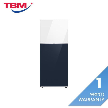 Samsung RT38CB66448AME 2 Doors Fridge BESPOKE Top Mount Freezer Clean Glass G393L White Navy | TBM Online