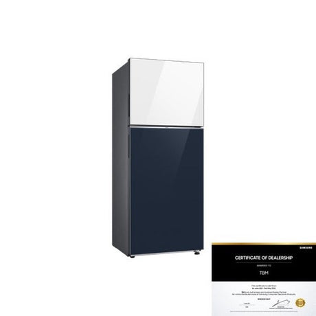 Samsung RT38CB66448AME 2 Doors Fridge BESPOKE Top Mount Freezer Clean Glass G393L White Navy | TBM Online