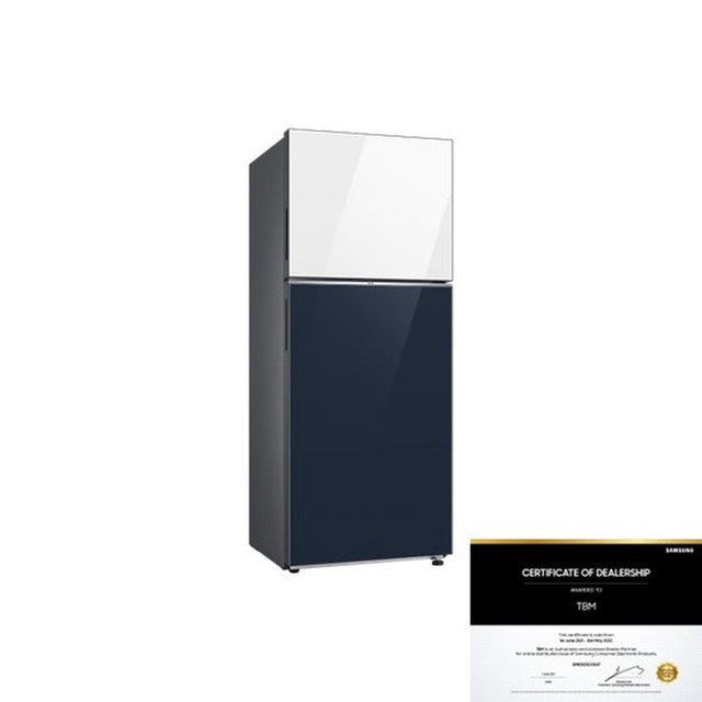 Samsung RT38CB66448AME 2 Doors Fridge BESPOKE Top Mount Freezer Clean Glass G393L White Navy | TBM Online