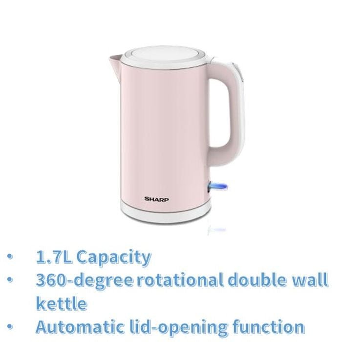 Sharp EKJ171PK Kettle 1.7L Double Wall Stainless Steel Pink | TBM Online