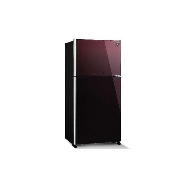 Sharp SJP682MFGM Fridge 2 Doors G610L Inverter Maroon Glass | TBM Online