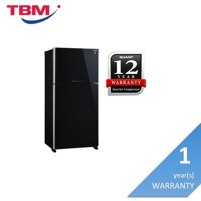 Sharp SJP882MFGK Fridge 2 Doors G720L Inverter Black Glass | TBM Online