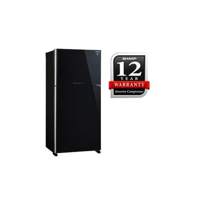 Sharp SJP882MFGK Fridge 2 Doors G720L Inverter Black Glass | TBM Online