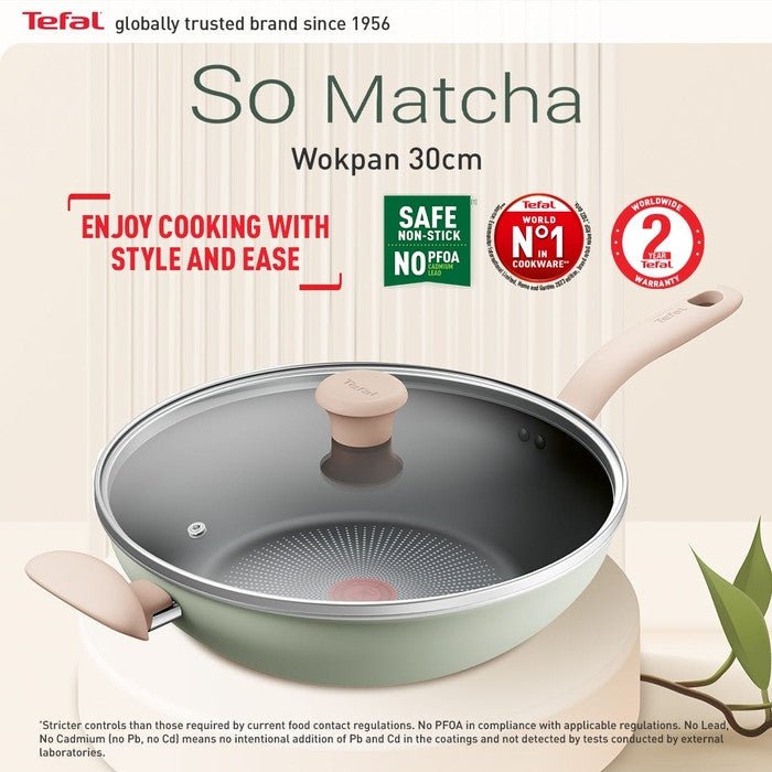 Tefal G17916 Cookware SO Matcha Wokpan With Lid 30cm | TBM Online