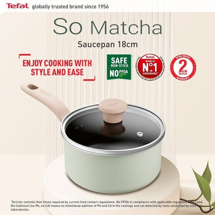 Tefal G17923 Cookware SO Matcha Saucepan With Lid 18CM | TBM Online