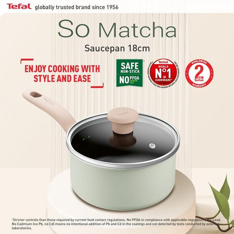 Tefal G17923 Cookware SO Matcha Saucepan With Lid 18CM | TBM Online