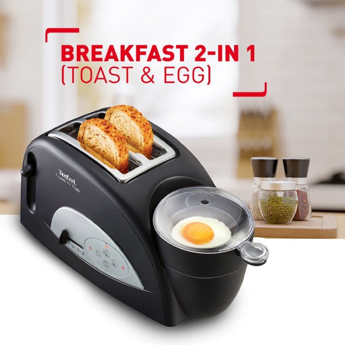 Tefal TT5528 Toaster N' Bean Breakfast 2 in 1 Cook Egg Bread Black | TBM Online