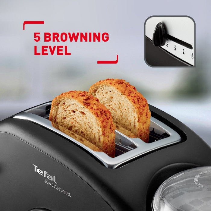 Tefal TT5528 Toaster N' Bean Breakfast 2 in 1 Cook Egg Bread Black | TBM Online