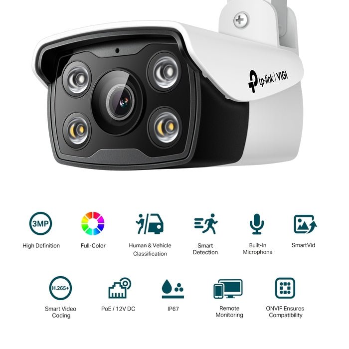 TP-Link TL-VIGI C330HP-4 CCTV VIGI 3MP Outdoor Full-Color Bullet Network Camera | TBM Online