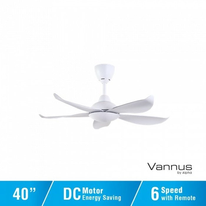 Vannus LUNA 5B/40 MATT WHITE 40" Ceiling Fan 5 Blades Matt White | TBM Online