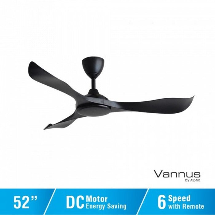 Vannus VC2 3B/52 MATT BLACK Ceiling Fan 52" 3 Blades Matt Black | TBM Online